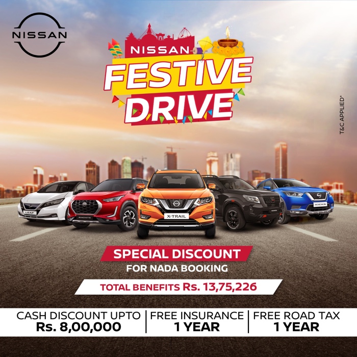 Nissan launches Nissan Festive Drive’ campaign; up to 8 lakh discount